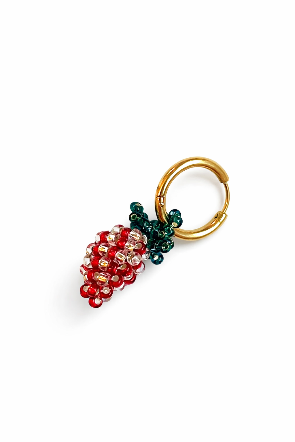 Handbeaded strawberry earring