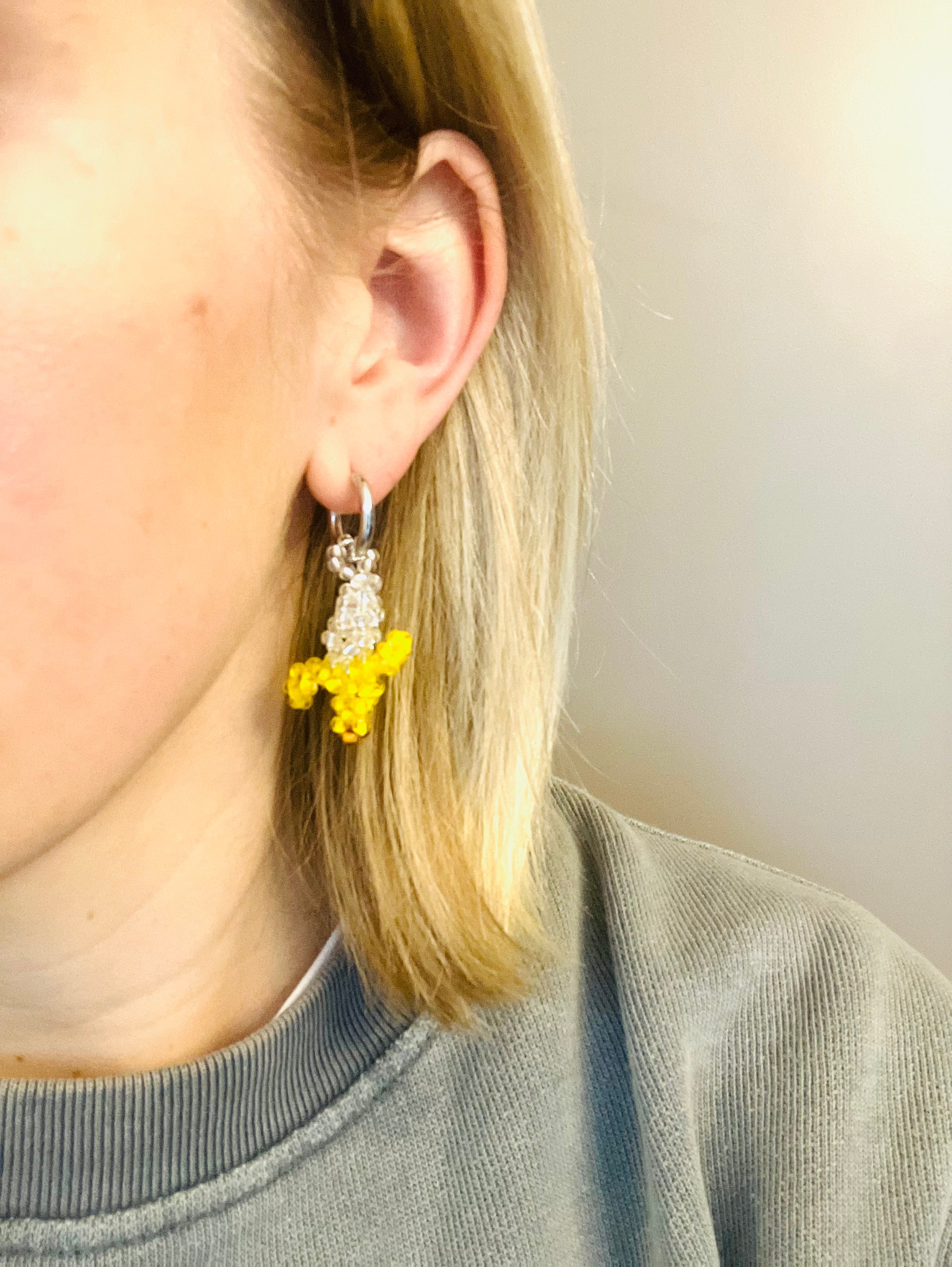 Handbeaded banana earring