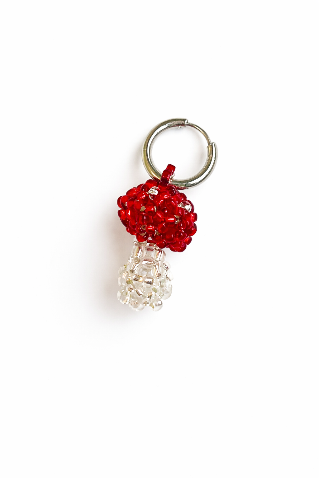 Handbeaded mushroom earring