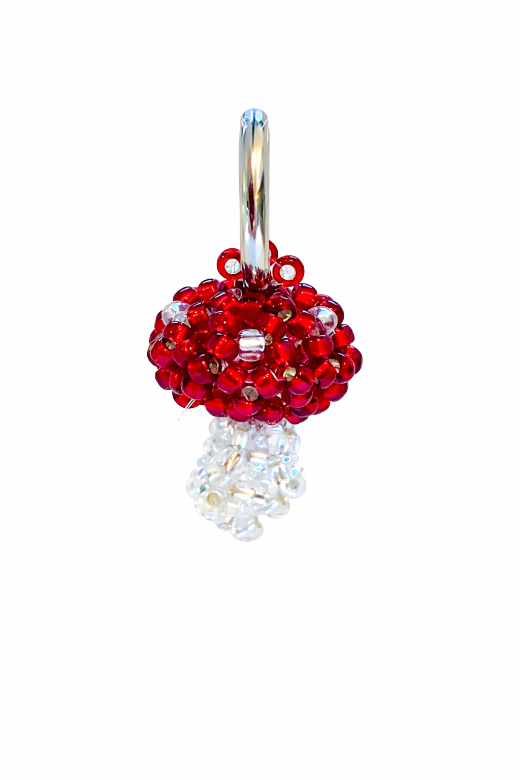 Handbeaded mushroom earring