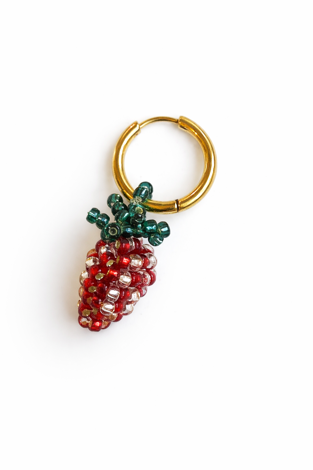 Handbeaded strawberry earring